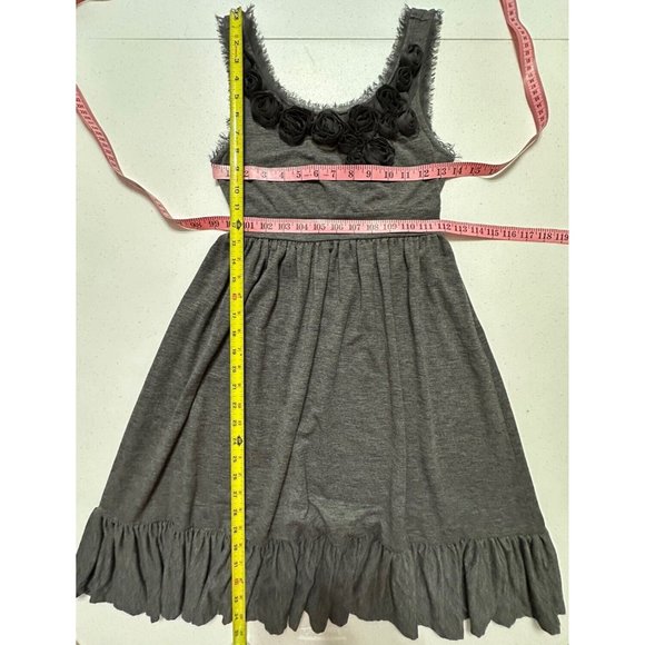 Candies Garden Mist Sleeveless Knee Length Dress Gray Floral Rosette Neckline XS - Picture 4 of 5